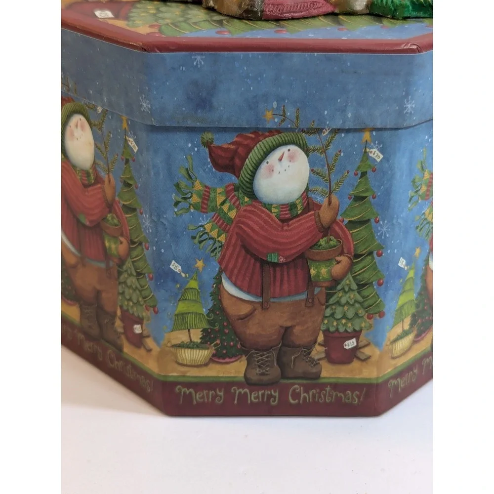 The‎ Lindy Bowman Company 3D Octogon Snowman Tree Christmas Box Vintage
